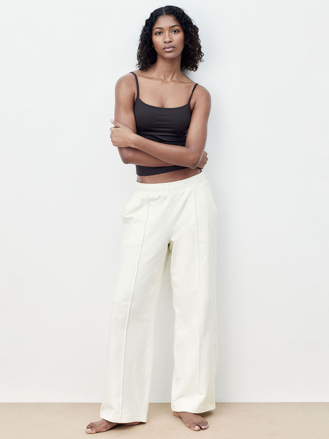

H&M Women Wide Sports Sweatpants, White