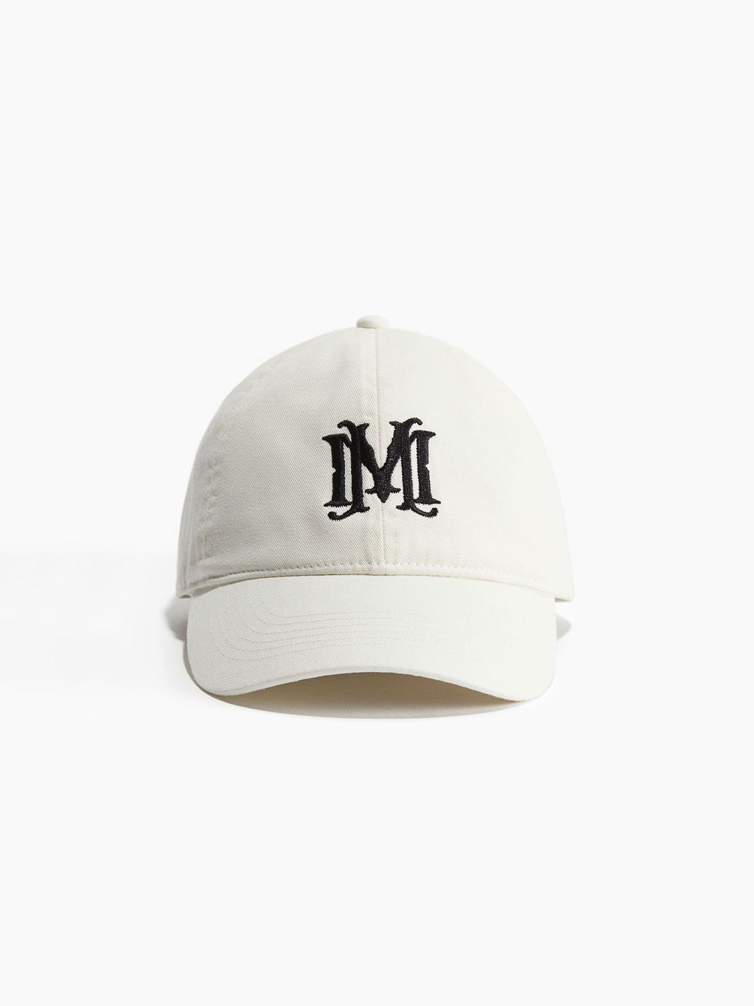 

H&M Embroidered-Motif Twill Cap, White