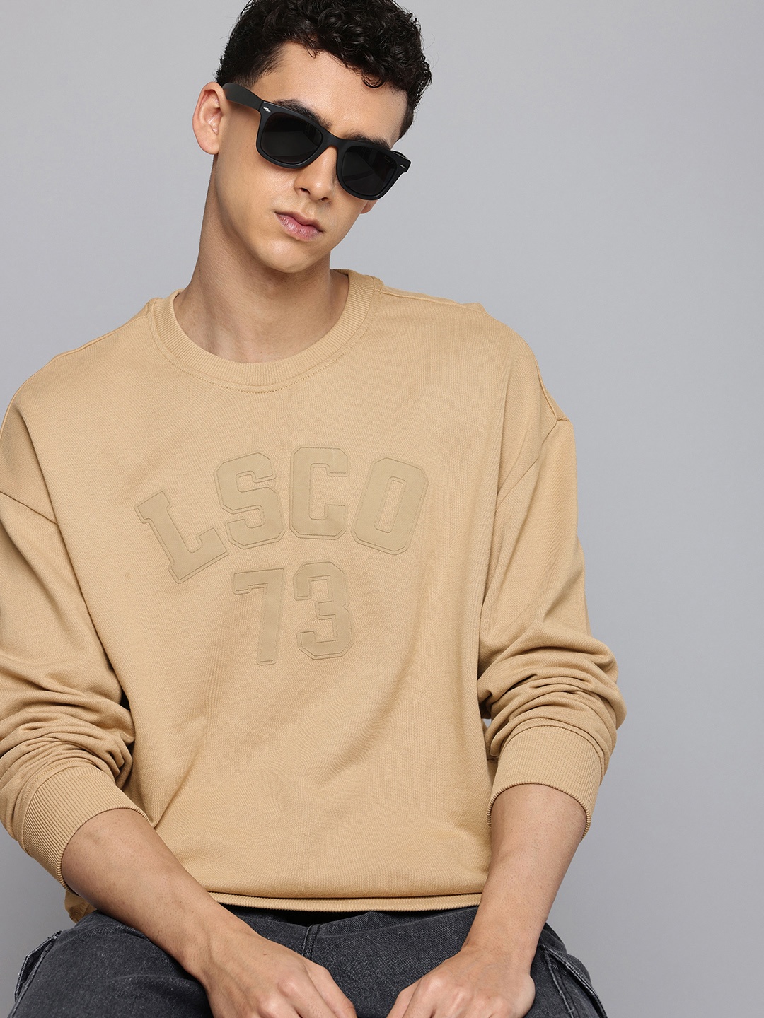 Levis Typography Printed Pure Cotton Sweatshirt, Beige
