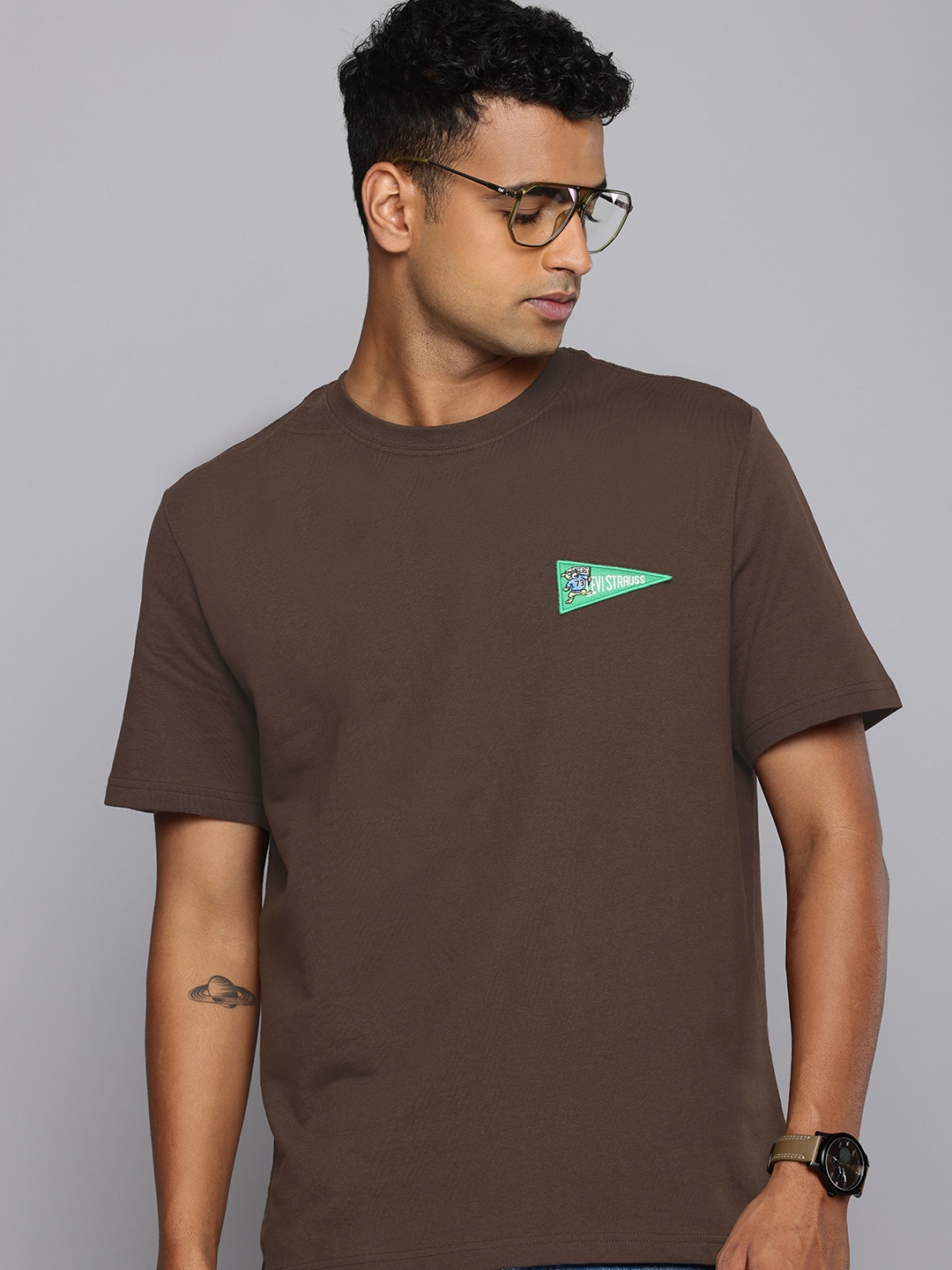 

Levis Applique Detail Pure Cotton T-shirt, Brown