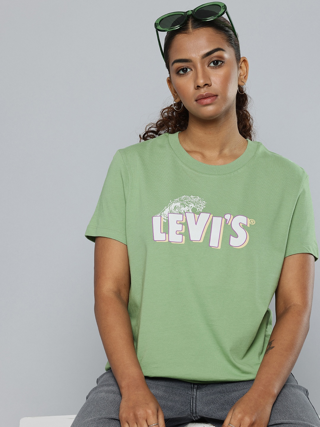 

Levis Brand Logo Printed Pure Cotton Relaxed Fit -shirt, Green