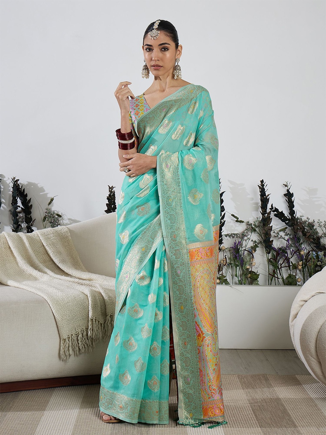 

Dori Woven Design Zari Banarasi Saree, Blue