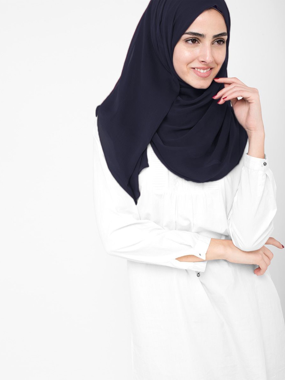

IDH London Women Solid Cotton Hijab Burqa, Navy blue