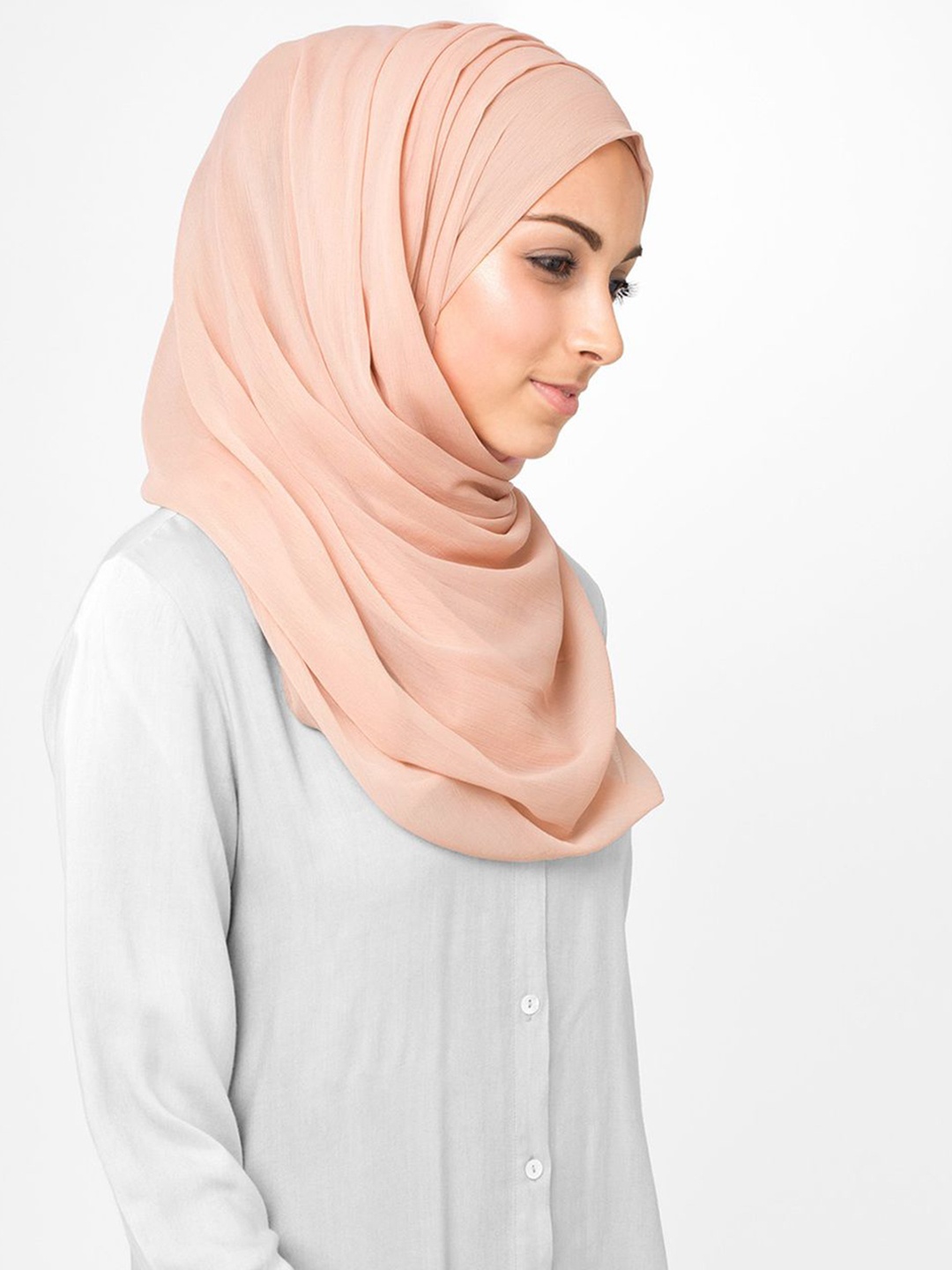 

IDH London Women Solid Cotton Hijab Burqa, Peach