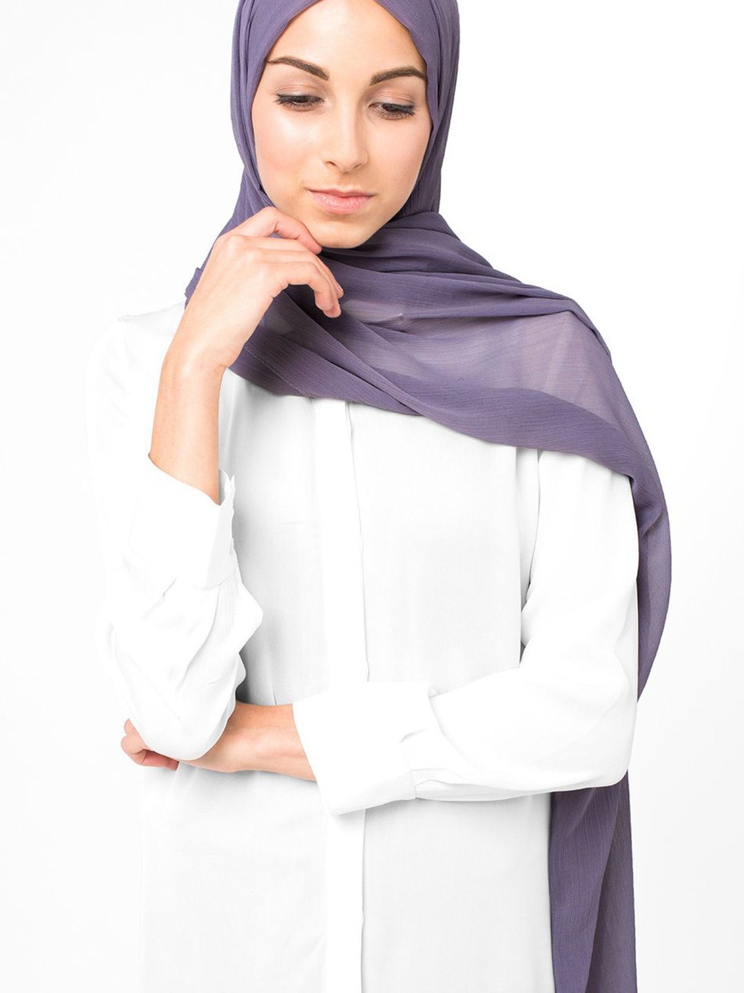 

IDH London Women Solid Cotton Hijab Burqa, Purple