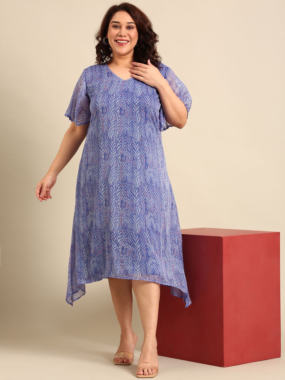 

The Pink Moon Women Blue Wave A-line Dress