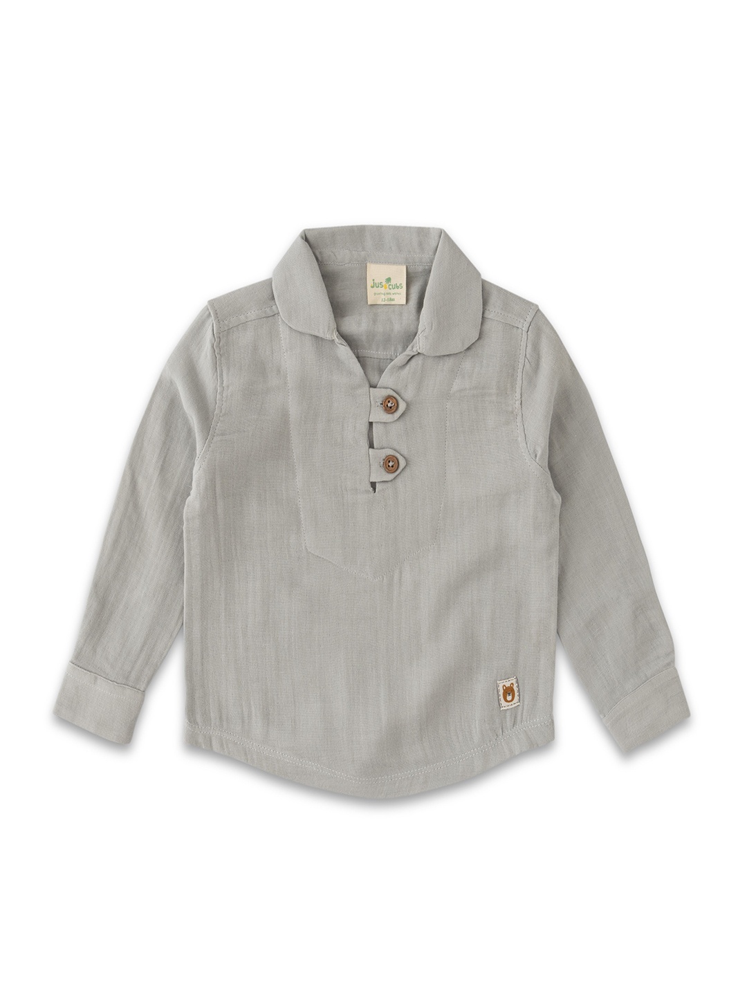

JusCubs Boys Premium Spread Collar Solid Cotton Casual Shirt, Grey