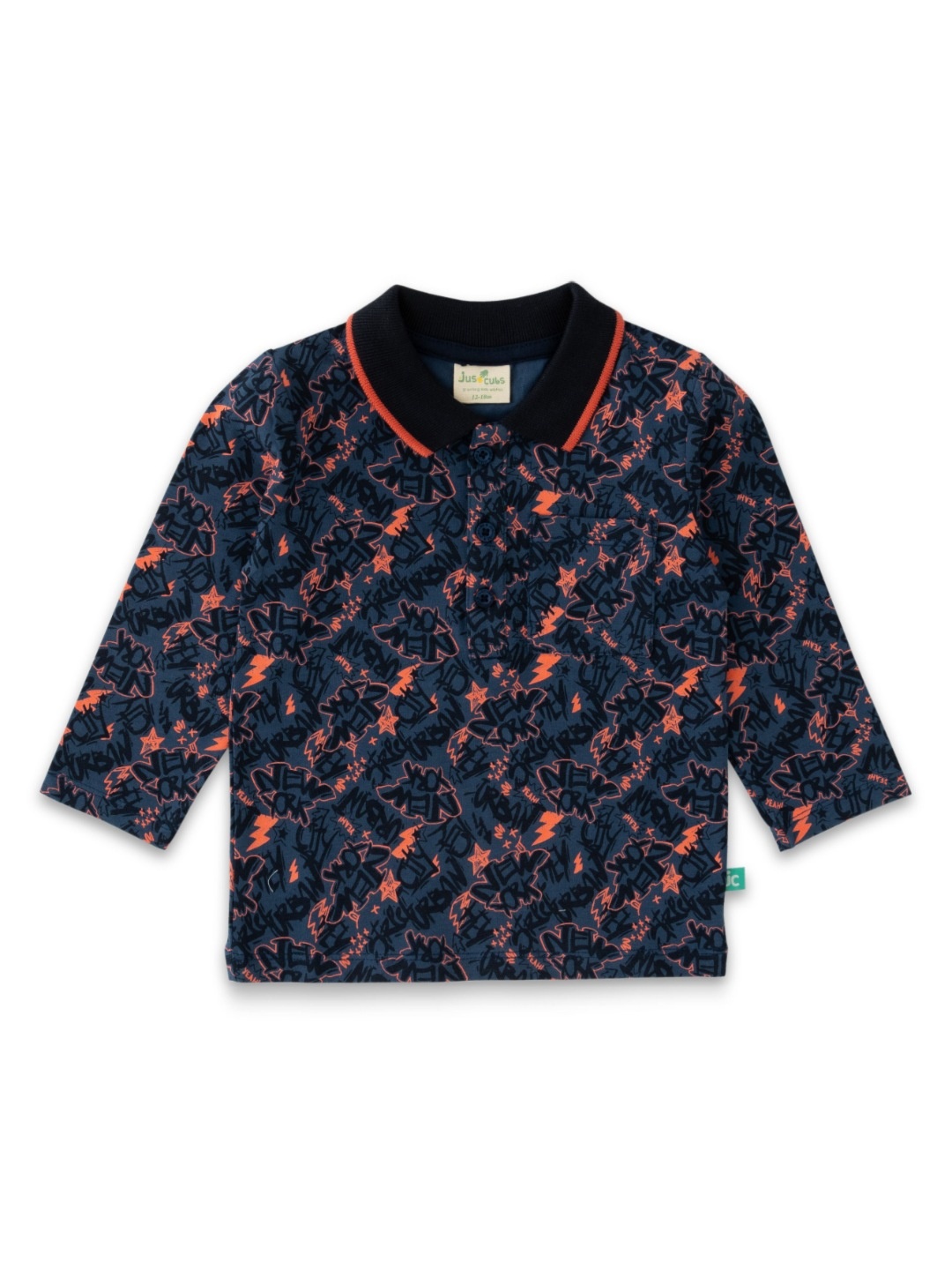 

JusCubs Boys Typography Printed Polo Collar Cotton T-shirt, Navy blue