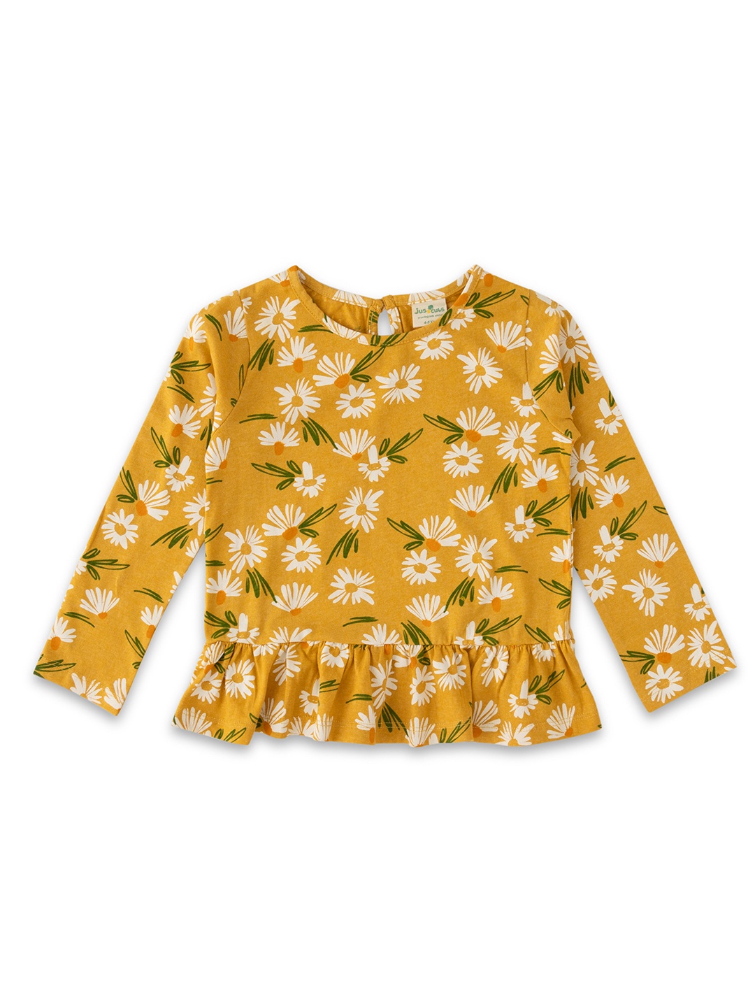 

JusCubs Girls Cotton Floral Printed Cotton Top, Yellow