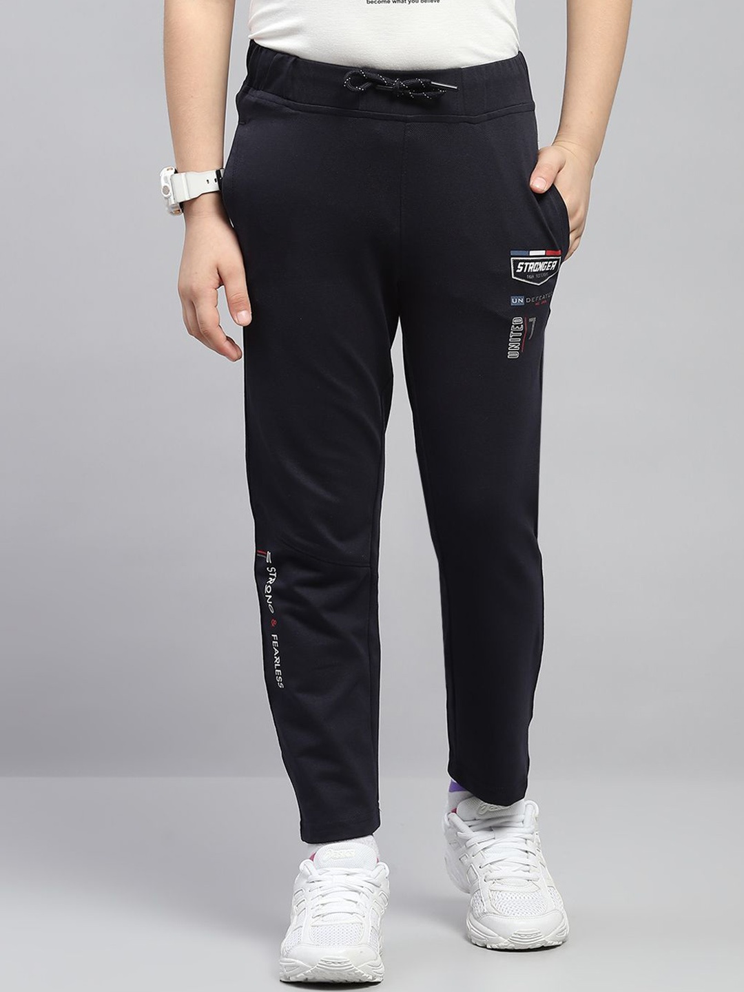 

Monte Carlo Boys Wool Printed Track Pants, Black