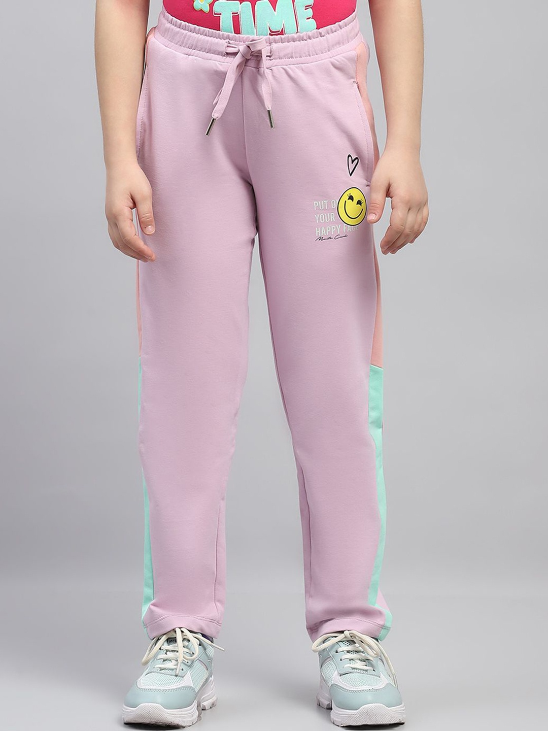 

Monte Carlo Girls Printed Mid Rise Track Pants, Pink