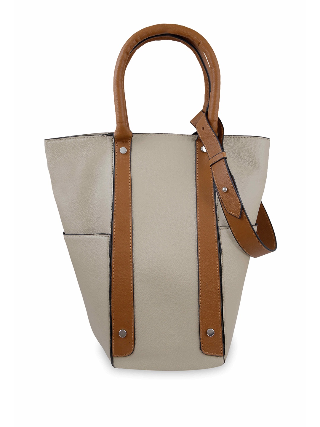 

Filauri Women Textured Bucket Leather Tote Bag, Taupe