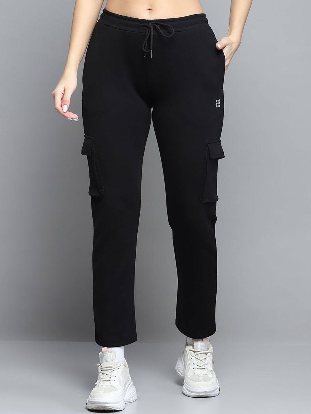 

rock.it Women Mid Rise Track Pants, Black