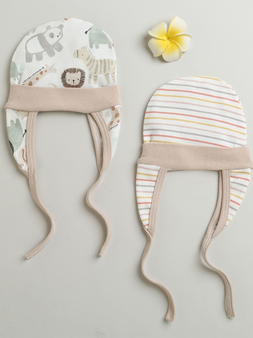 

BUMZEE Boys Cotton Printed Beanie, Beige