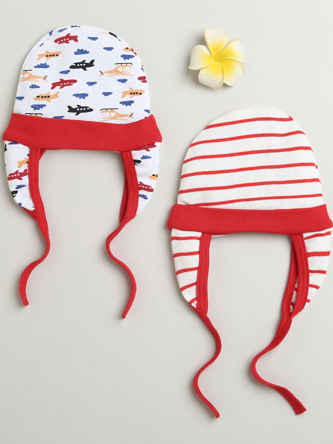 

BUMZEE Boys Pack Of 2 Printed CottonBeanie, Red
