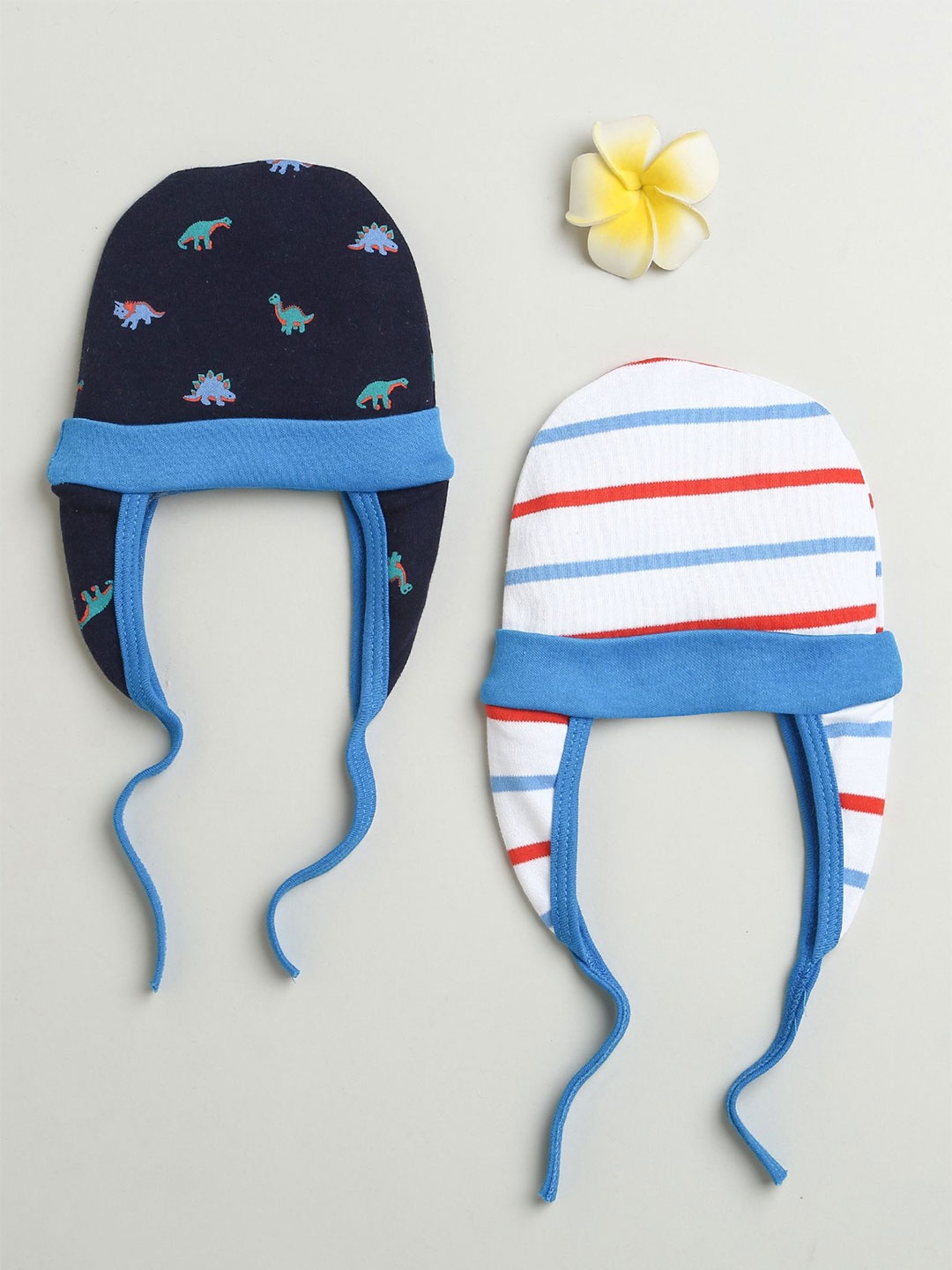 

BUMZEE Boys Pack Of 2 Cotton Printed Beanie, Navy blue