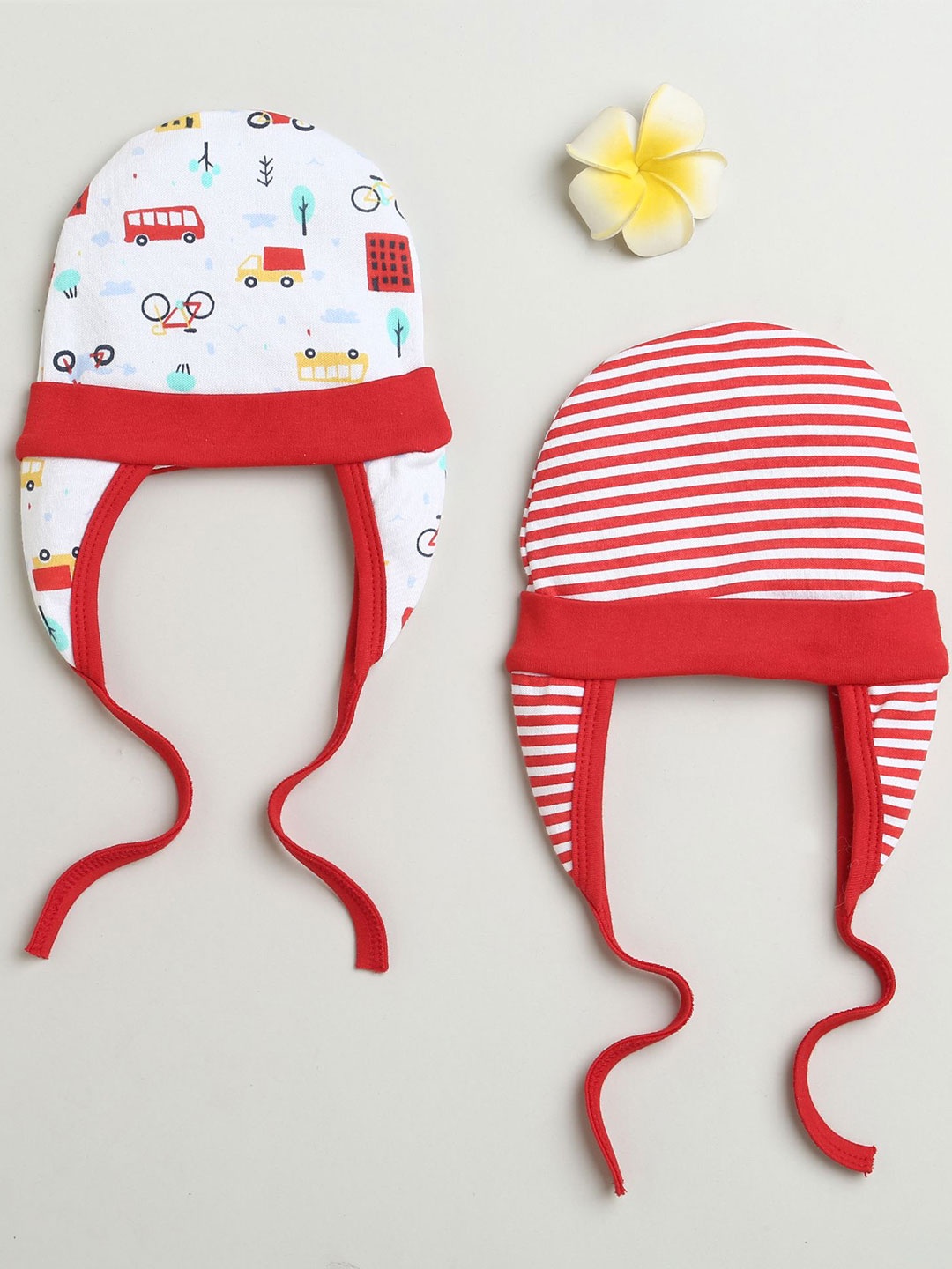 

BUMZEE Boys Cotton Printed Beanie, Red