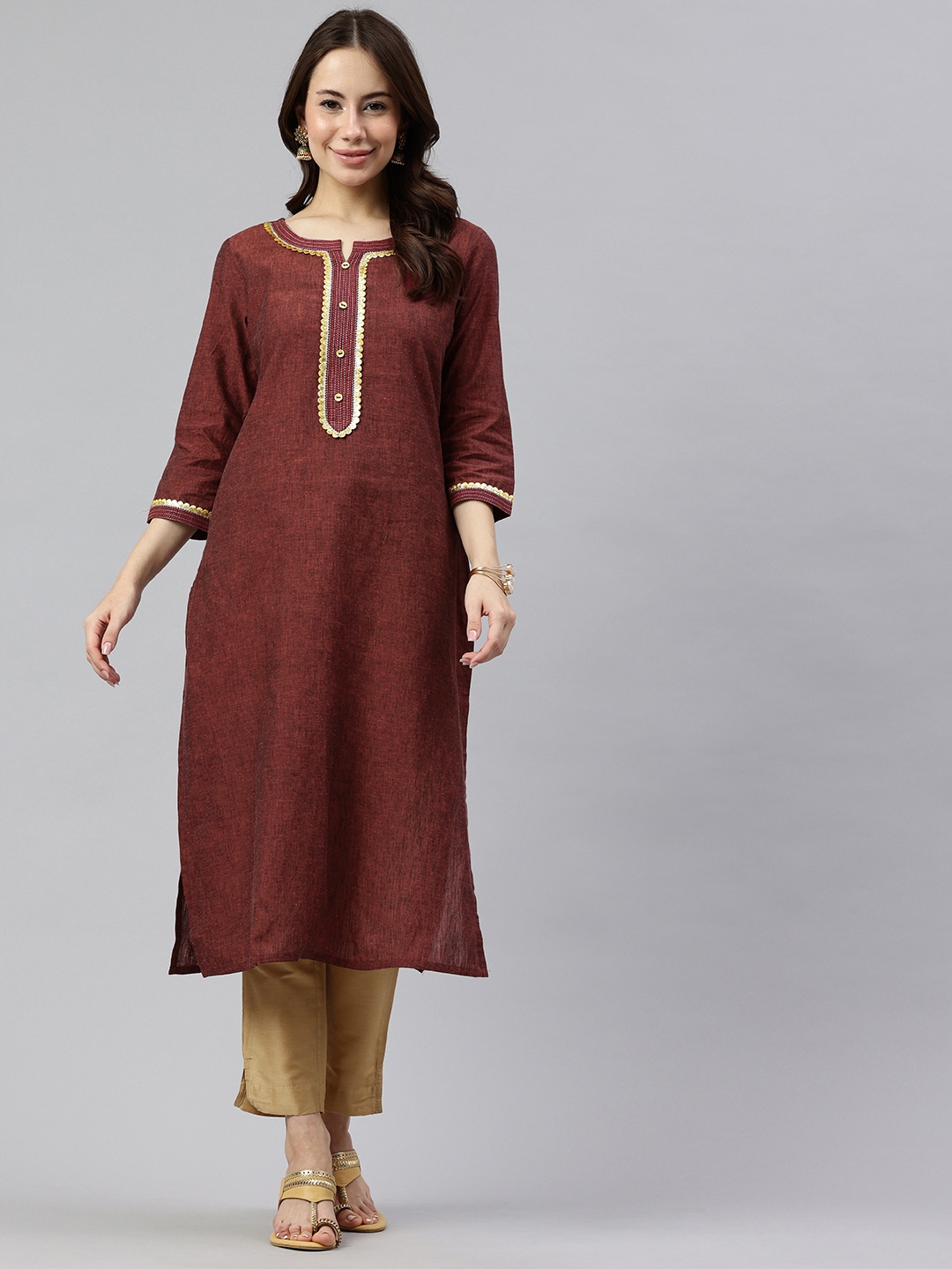 

Alena Sequinned Kurta, Maroon