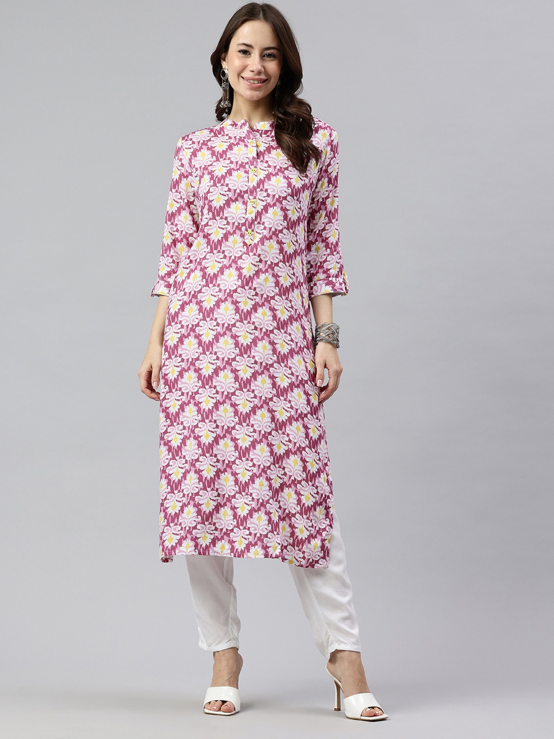 

Alena Abstract Printed Straight Kurta, Lavender