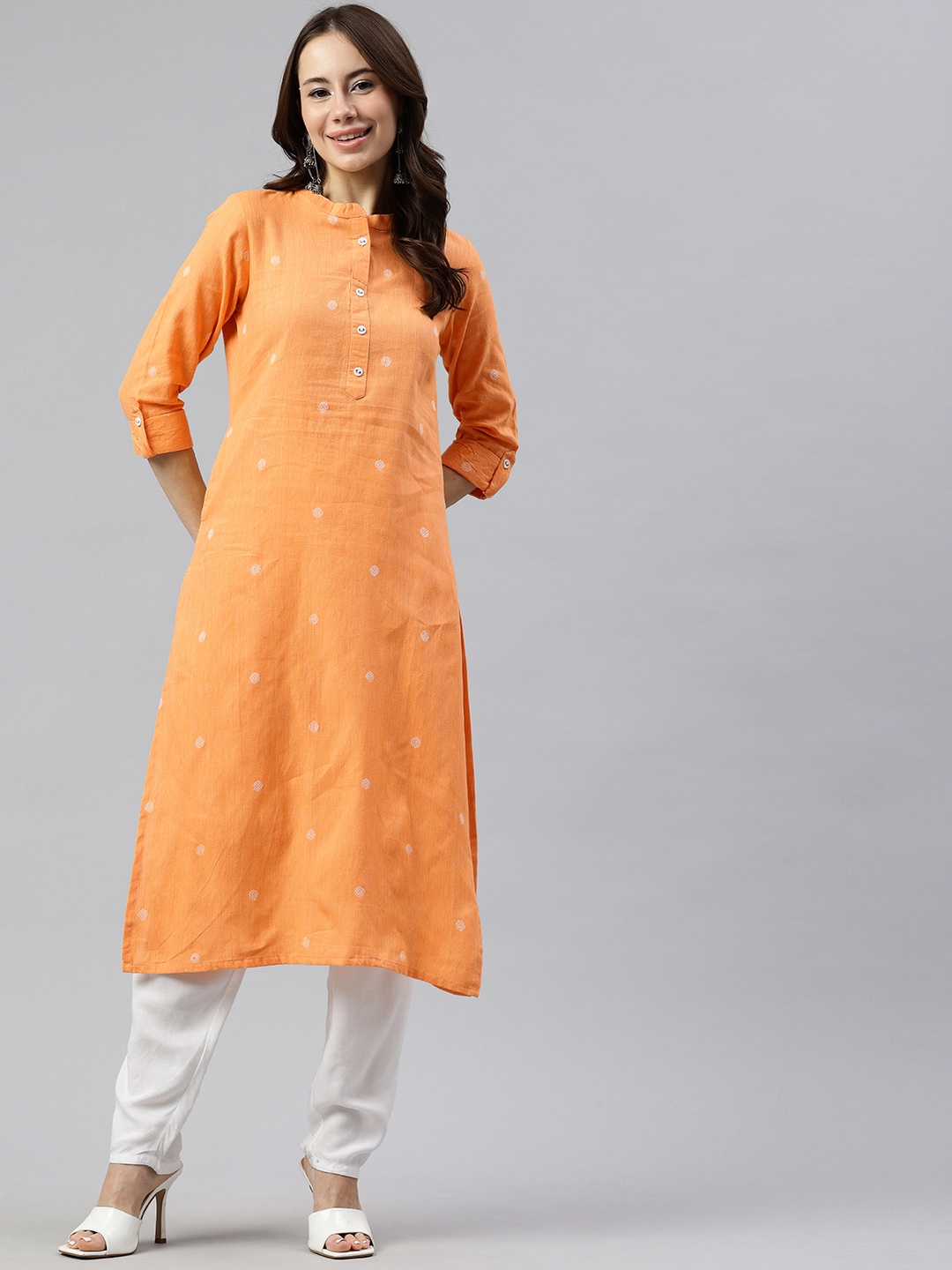 

Alena A-Line Ethnic Motifs Embroidered Kurta, Orange