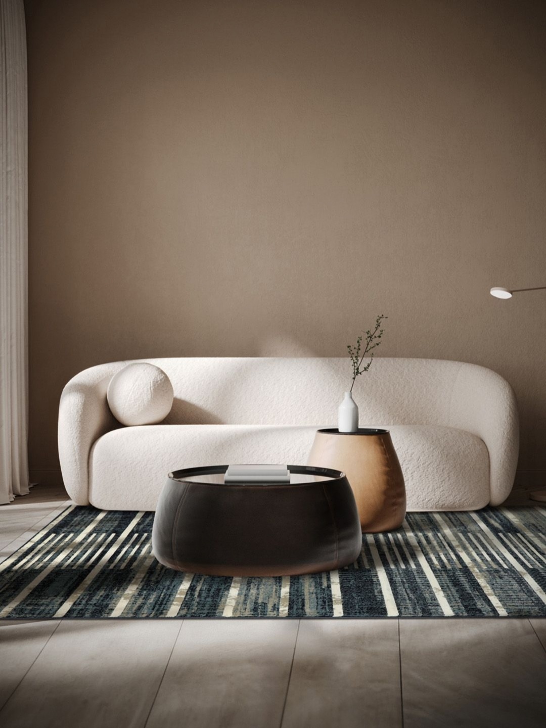 

DDecor Blue Striped Printed Anti-Skid Carpet
