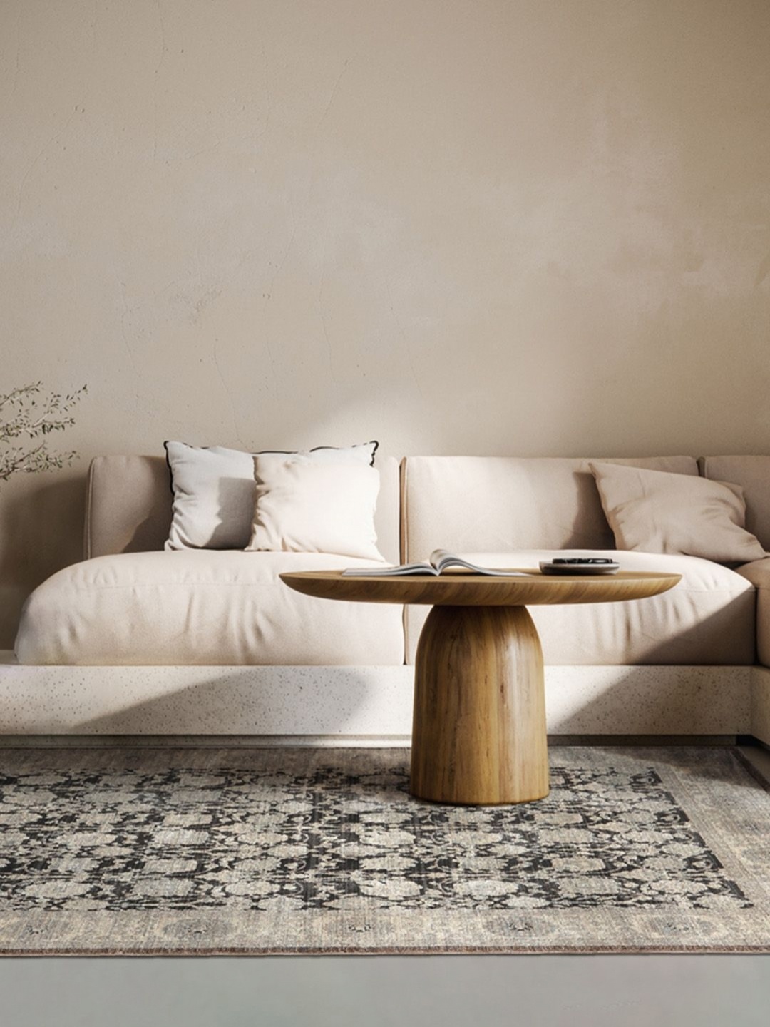 

DDecor Off White and Black Floral Printed Anti-Skid Carpet