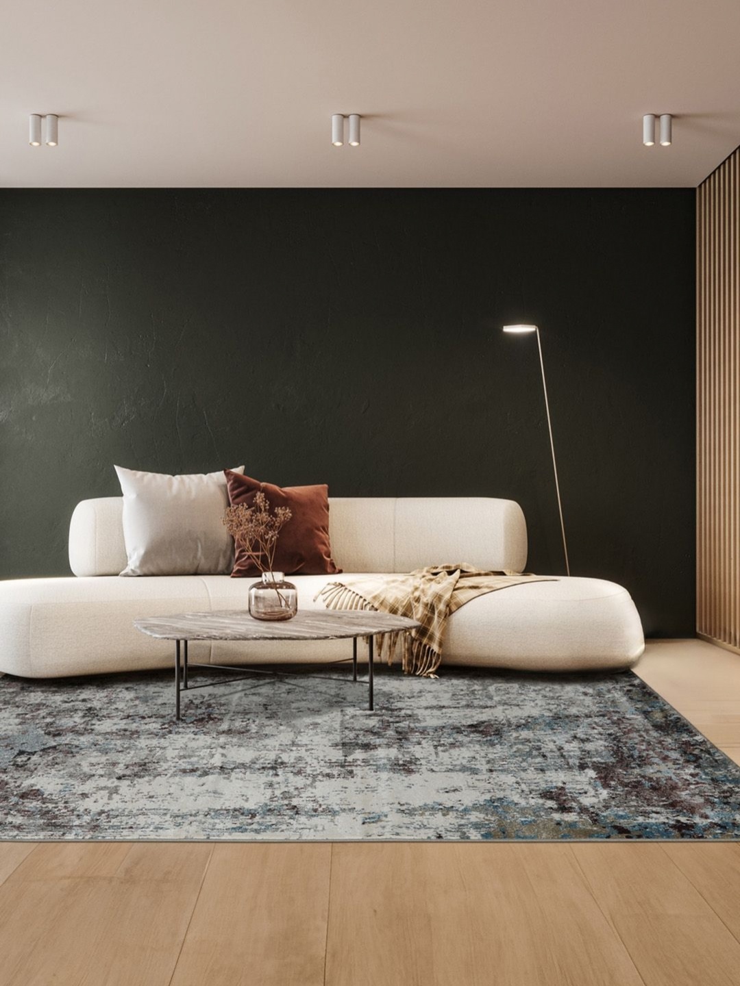 

DDecor Brown Abstract Printed Rectangle Shaped Anti Skid Carpet
