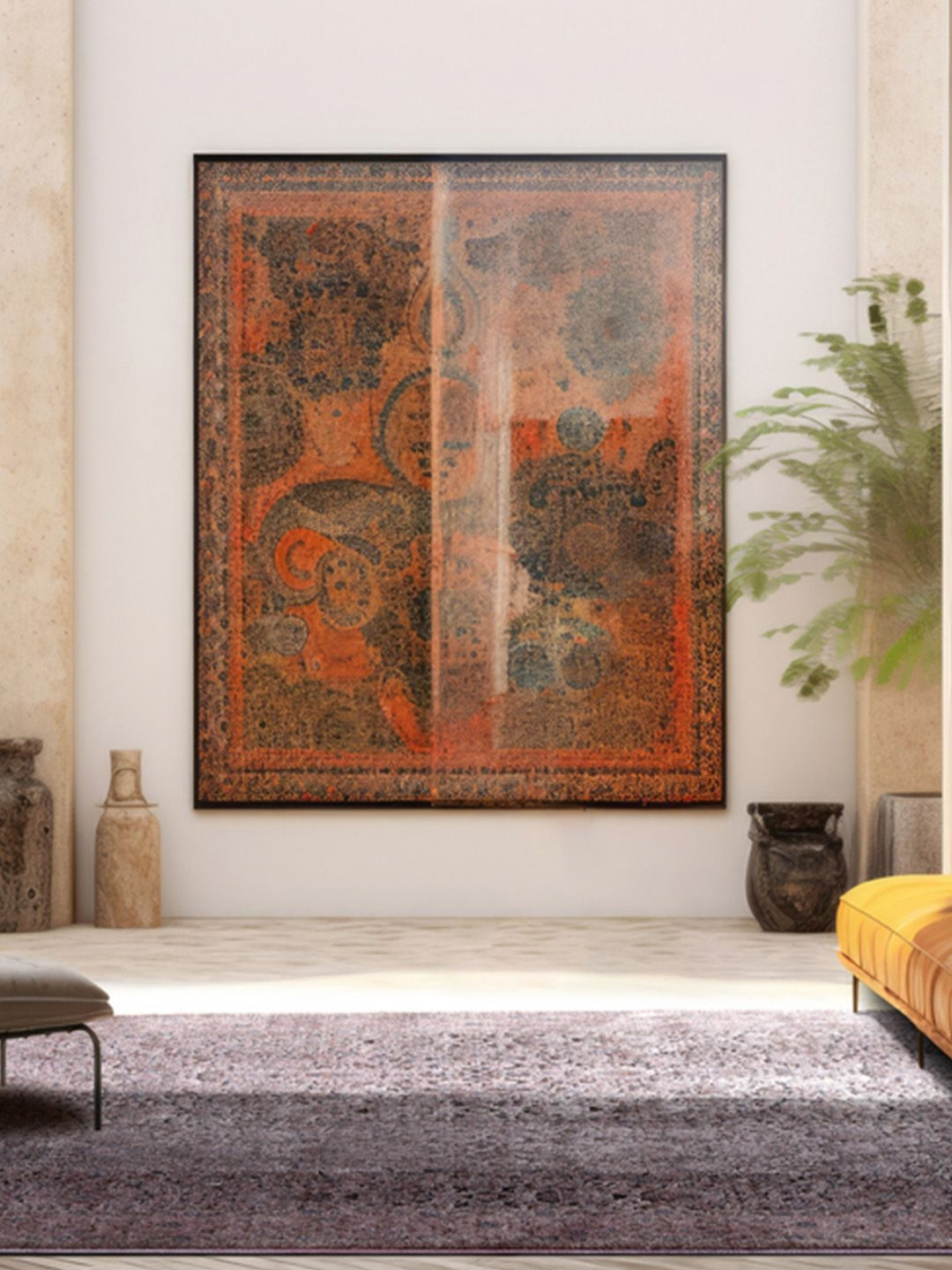 

DDecor Maroon and Grey Abstract Printed Anti-Skid Carpet