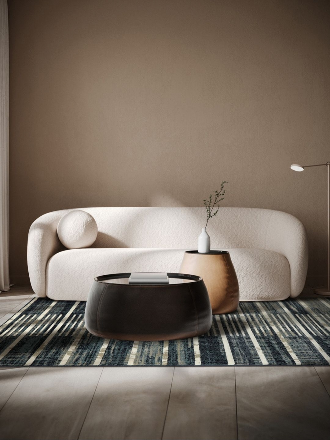 

DDecor Blue Striped Printed Anti-Skid Carpet