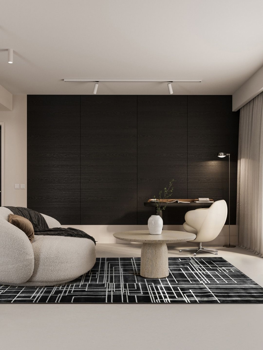 

DDecor Black Geometric Printed Rectangle Shaped Anti Skid Carpet