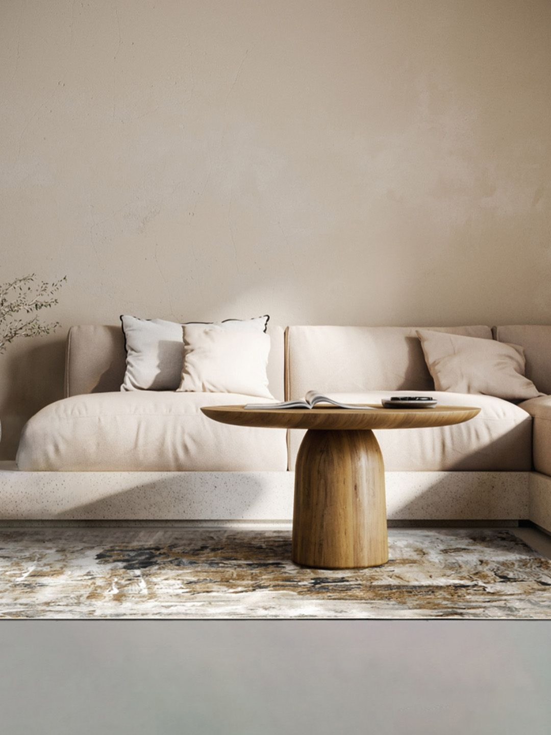 

DDecor Off White Abstract Printed Anti-Skid Carpet