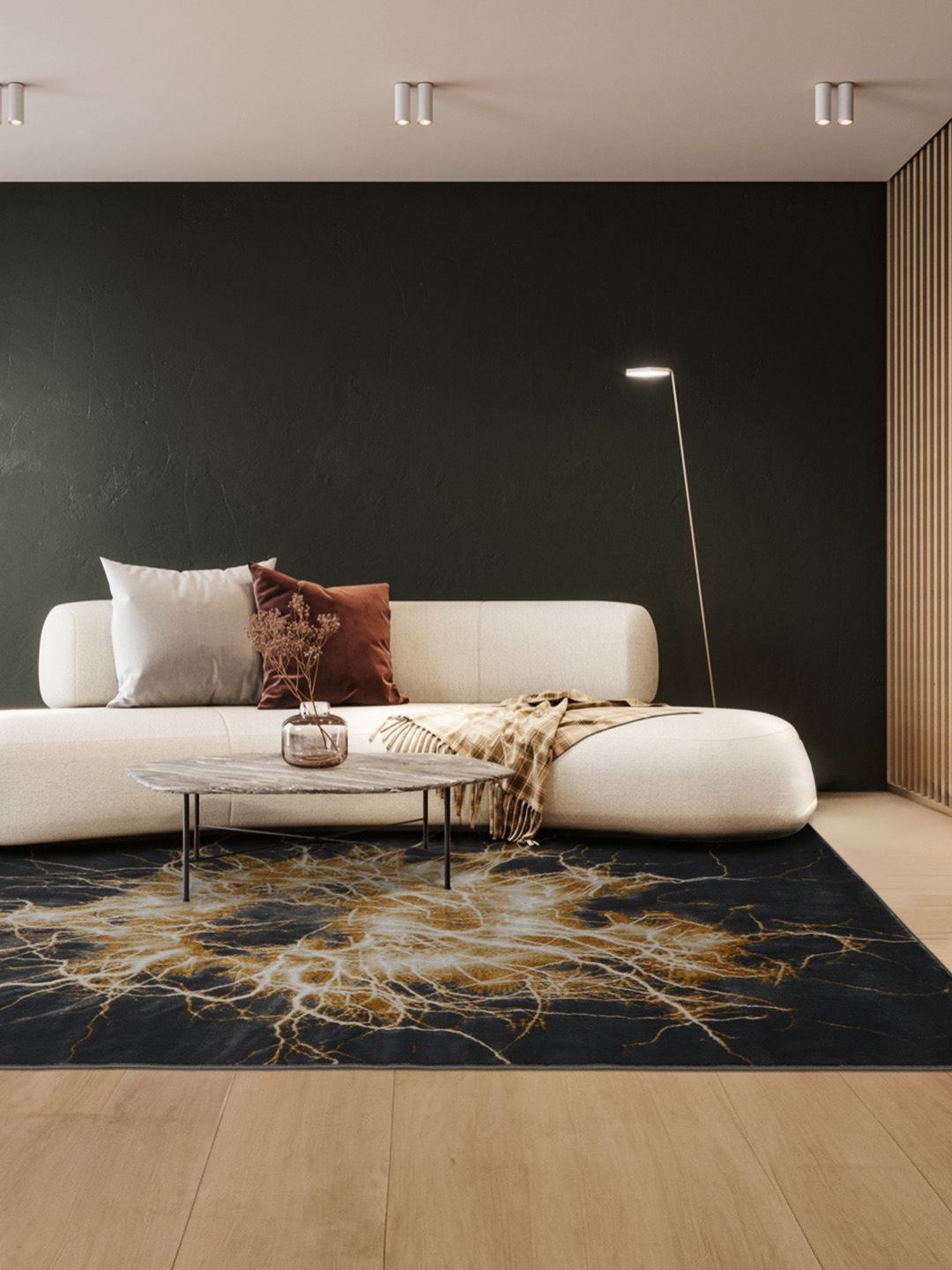

DDecor Beige Abstract Printed Anti-Skid Polypropylene Carpet