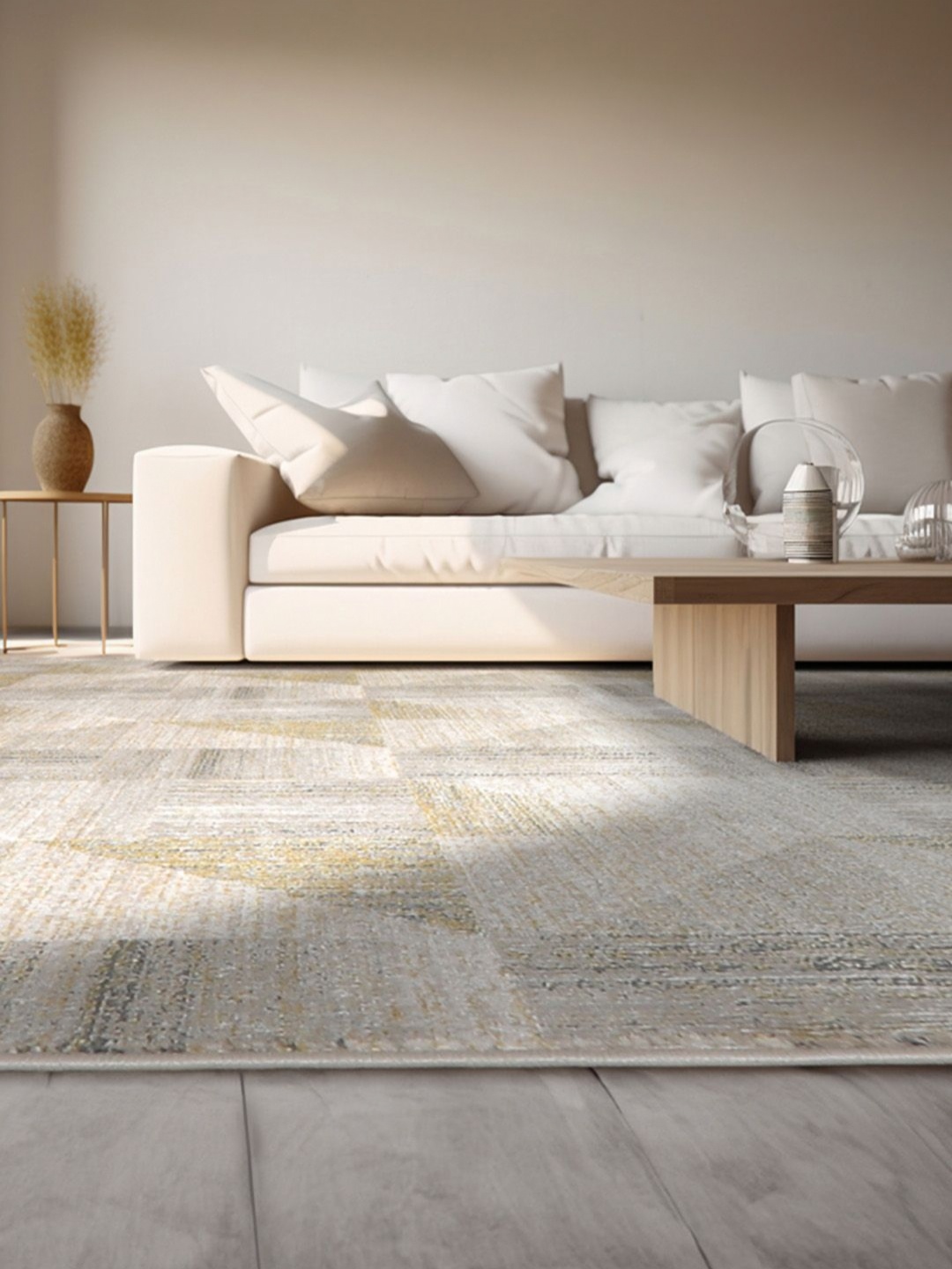 

DDecor Grey and Yellow Geometric Printed Anti-Skid Carpet