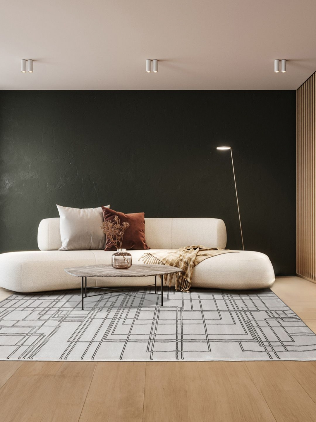 

DDecor Grey and black Geometric Printed Anti-Skid Carpet