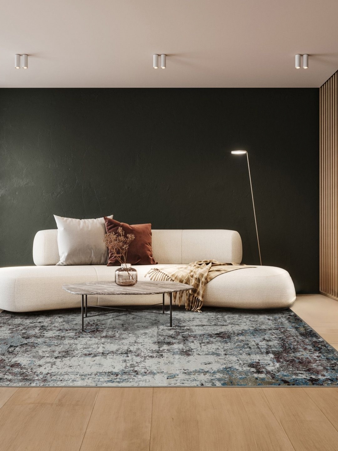 

DDecor Off White Abstract Printed Rectangle Shaped Anti Skid Carpet