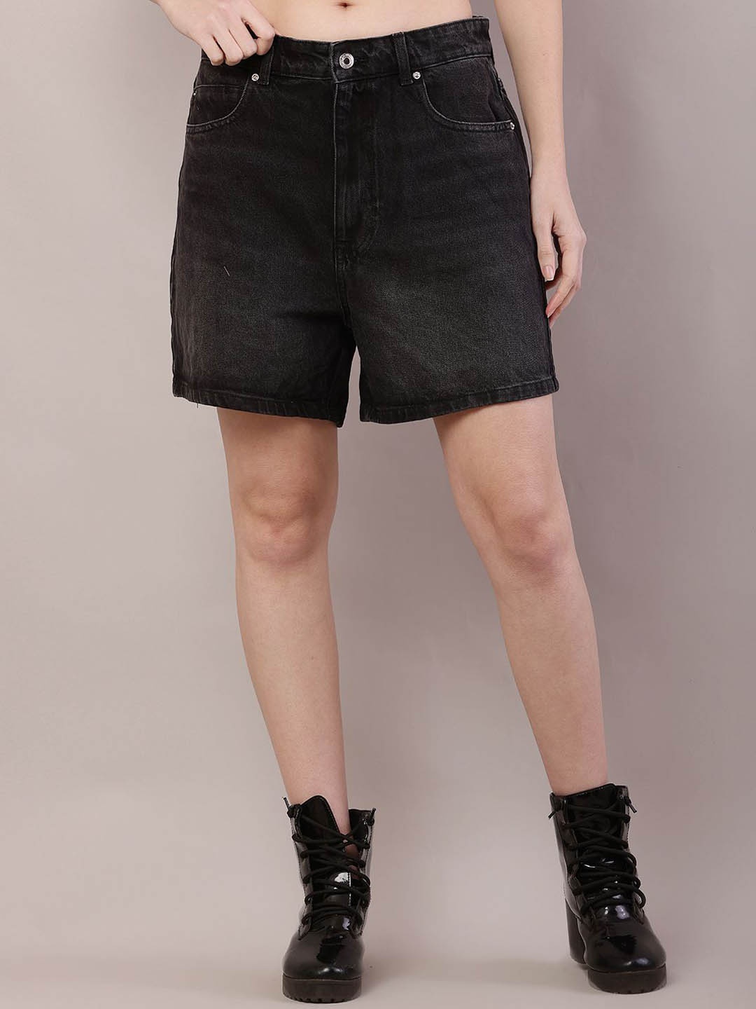 

NoBarr Women Cotton Regular Shorts, Black
