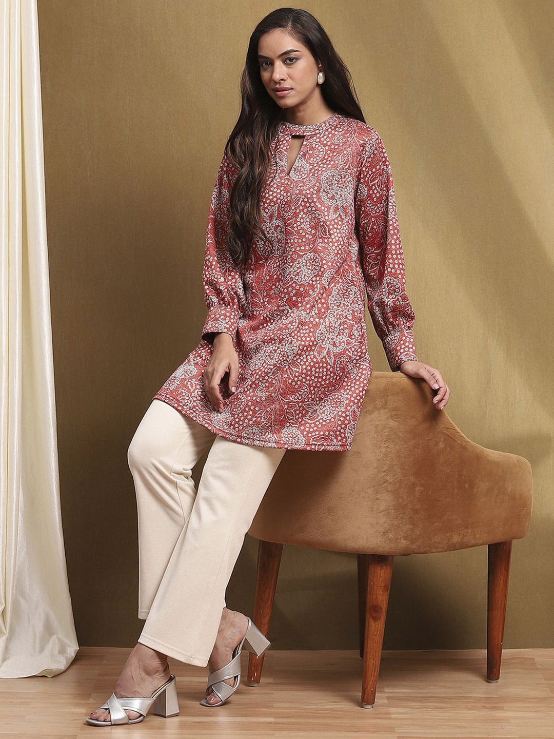 

Biba Women Ethnic Motifs Printed Kurti, Red