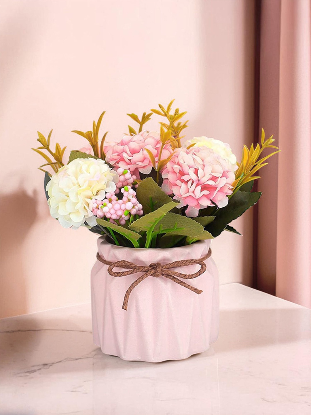 

Ekhasa Pink Rose & Chrysanthemum Artificial Flower With Ceramic Vase