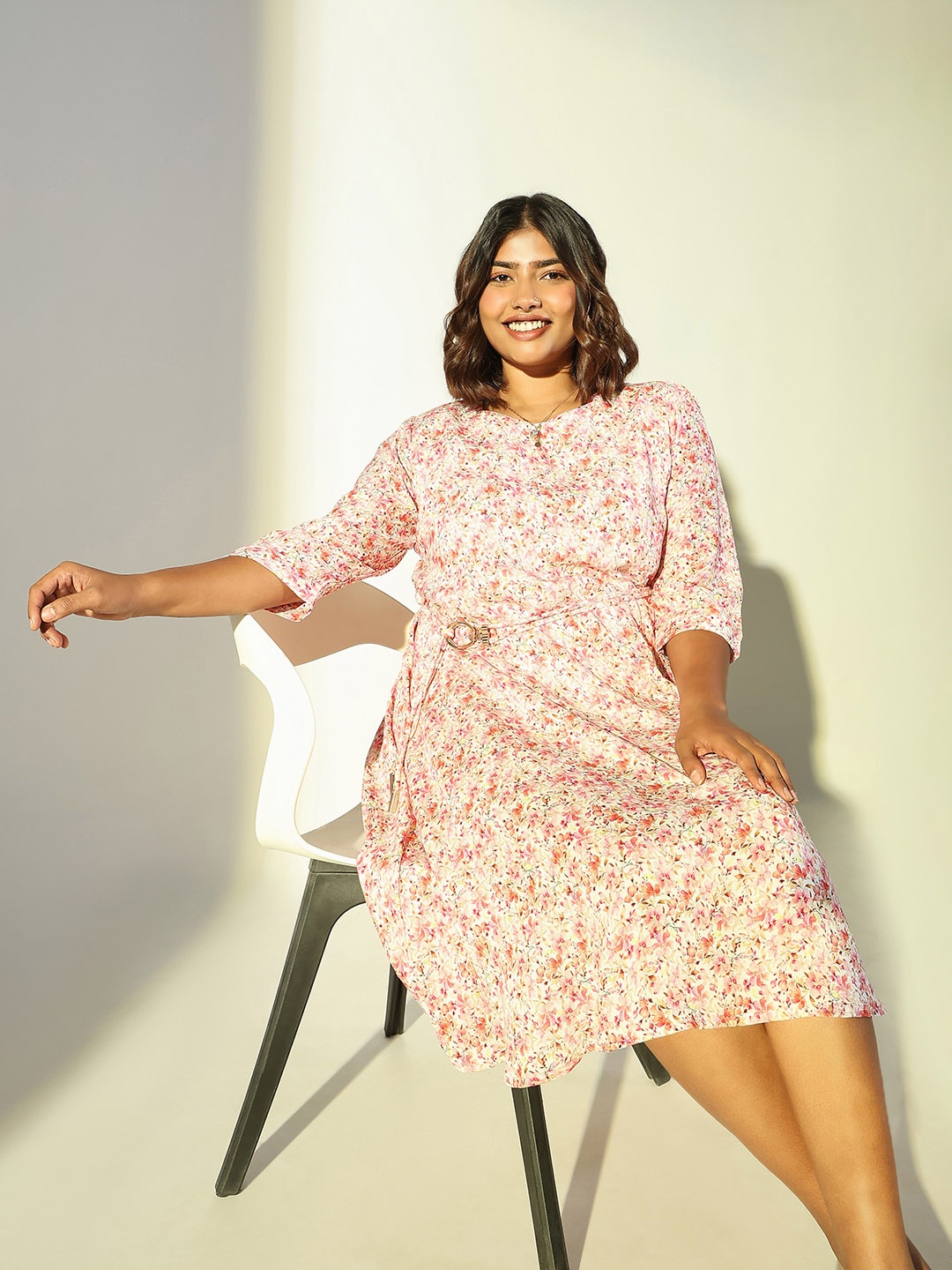 

SHOWOFF Women Floral Print Fit & Flare Dress, Pink