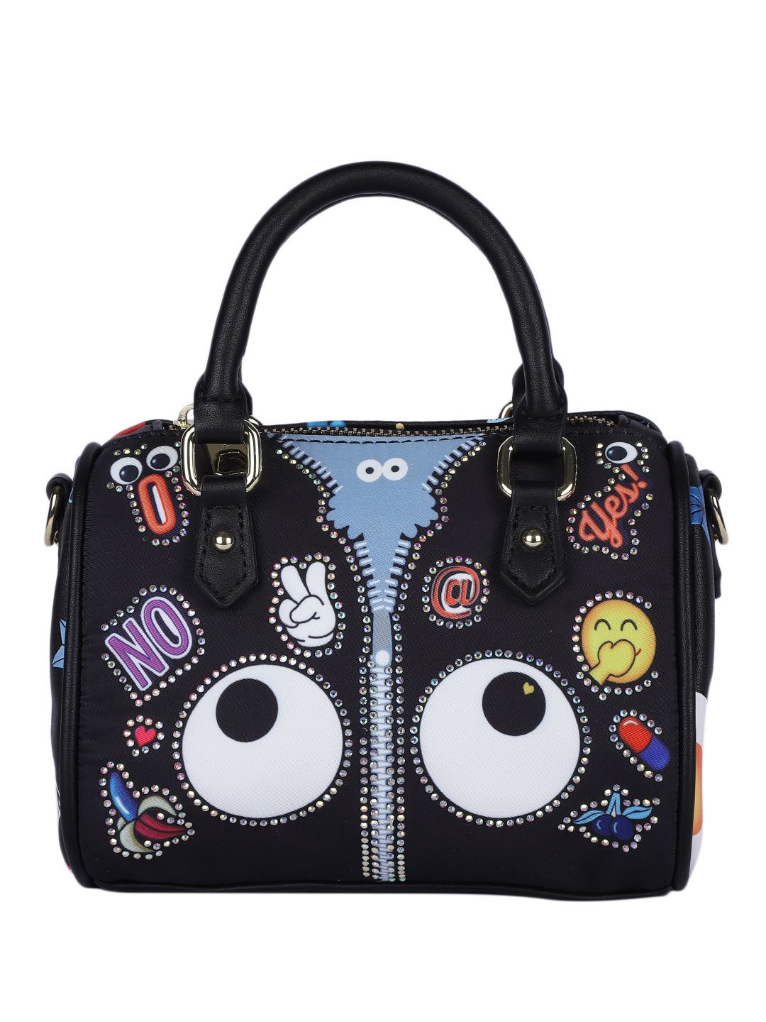 

MINI WESST Women Graphic Printed Bowling Handheld Bag, Black