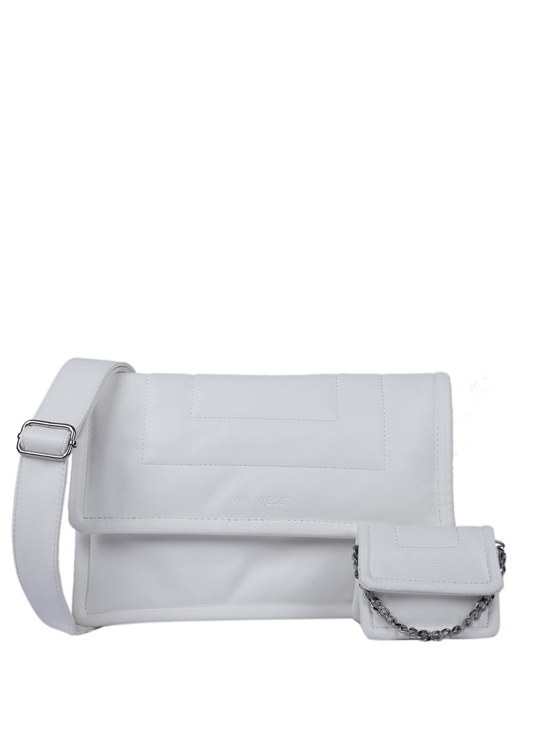 

MINI WESST Women Solid Structured Shoulder Bag With Pouch, White