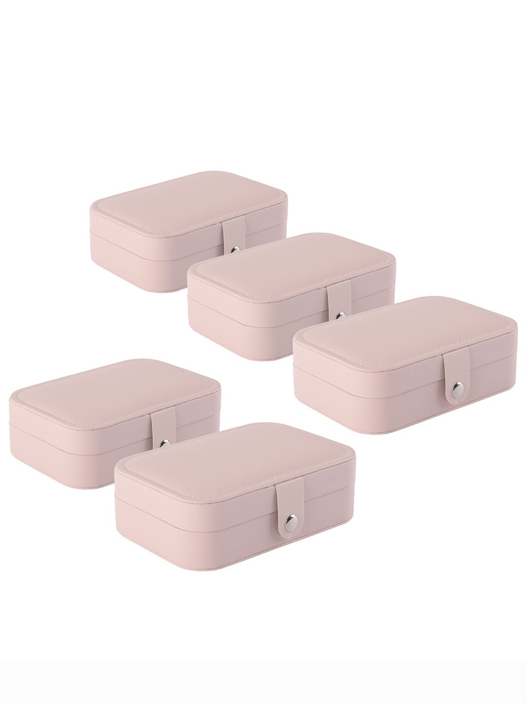 

Kuber Industries Pink 5 Pieces Multi-Compartment Jewellery Box Organisers