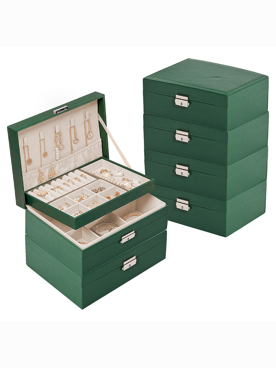 

Kuber Industries Green 6 Pieces Reusable Jewellery Organisers