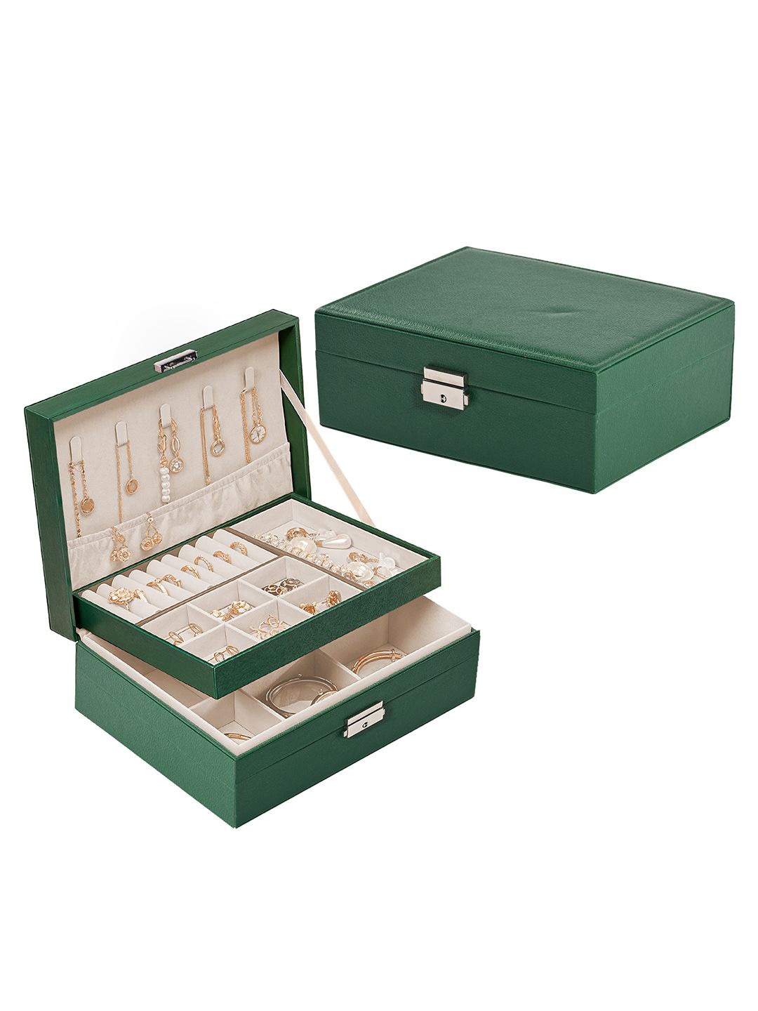 

Kuber Industries Green 2 Pieces Reusable Jewellery Organisers