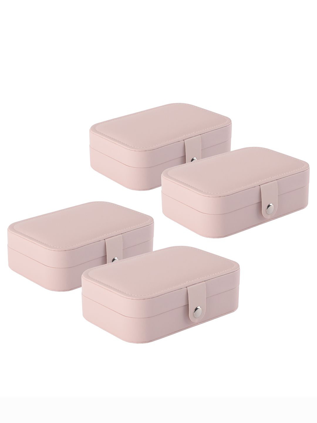 

Kuber Industries Pink 4 Pieces Multi-Compartment Jewellery Box Organisers