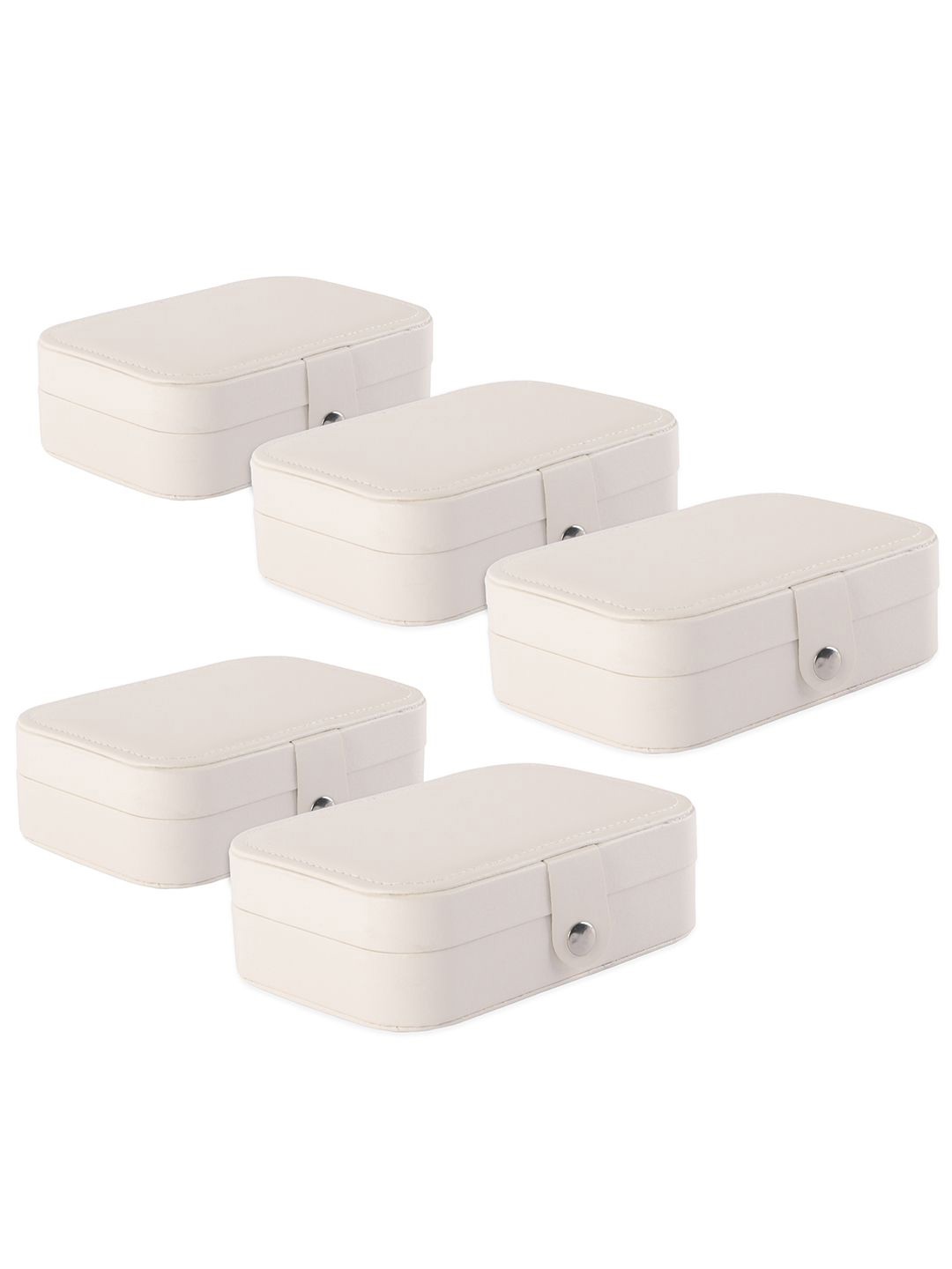 

Kuber Industries White 5 Pieces Multi-Compartment Jewellery Box Organisers