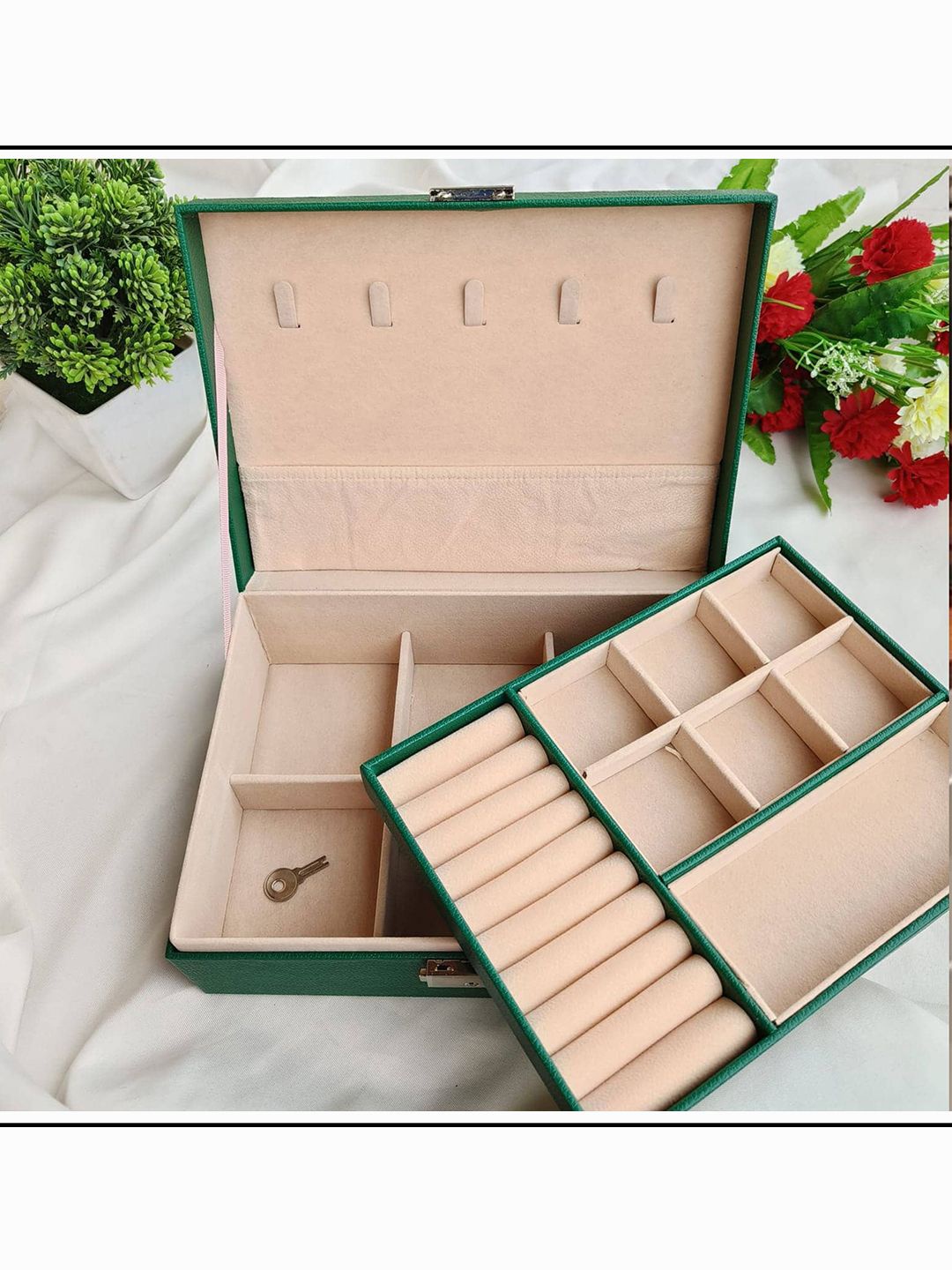 

Kuber Industries Green 5 Pieces Reusable Jewellery Organisers