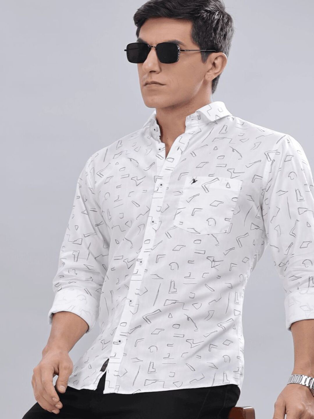 

Blueisland Clothing Men Pack Of 2 Standard Conversational Printed Cotton Casual Shirts, White