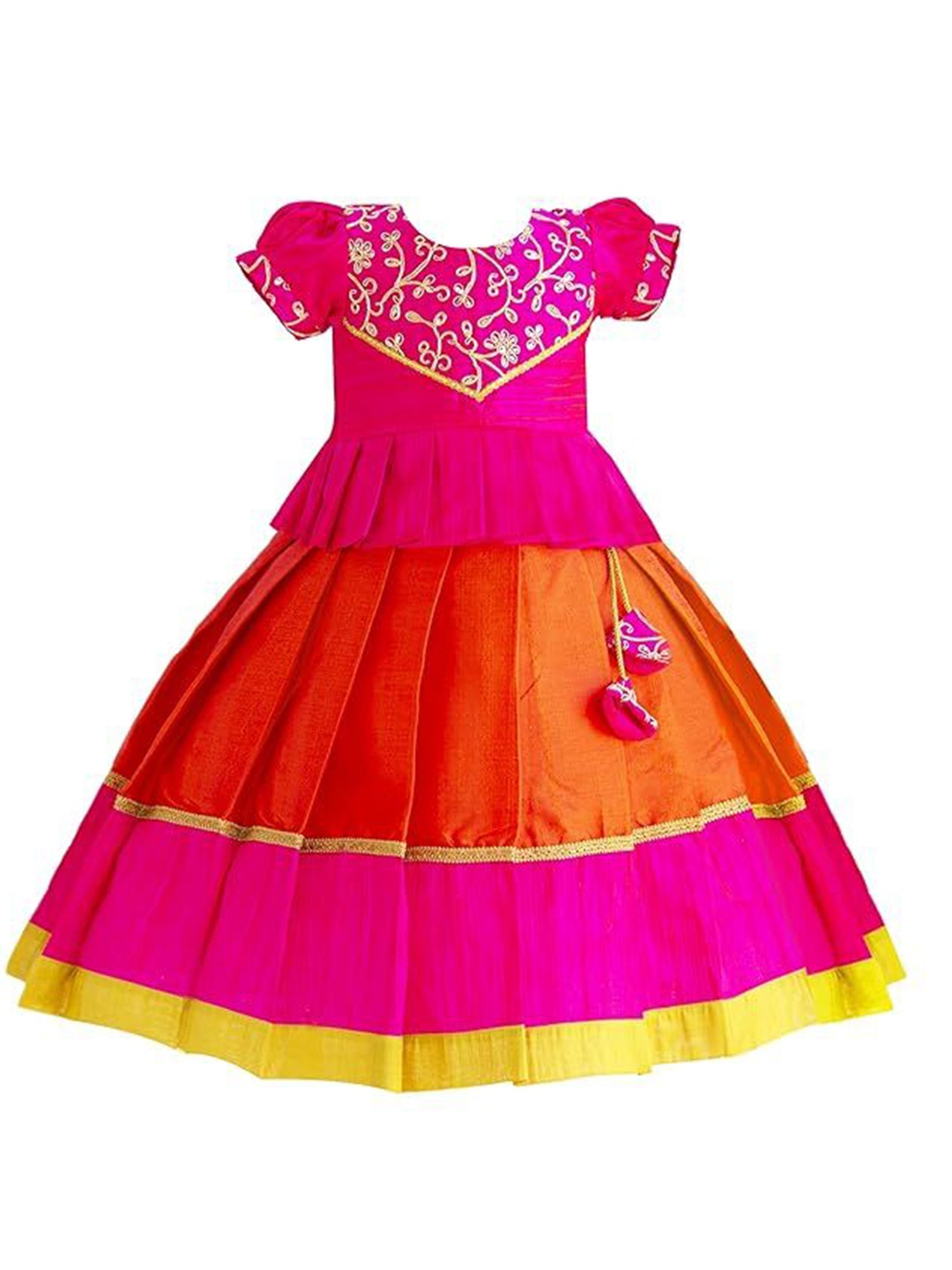 

STANWELLS KIDS Girls Embroidered Sequinned Ready to Wear Lehenga & Blouse, Pink