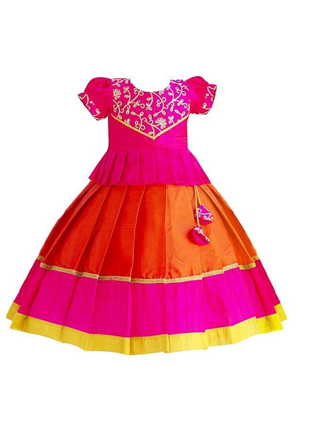 

STANWELLS KIDS Girls Embroidered Sequinned Ready to Wear Lehenga & Blouse, Pink